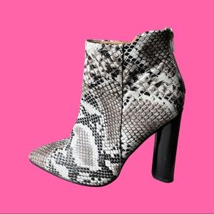 Quipid Snakeskin Ankle Booties
